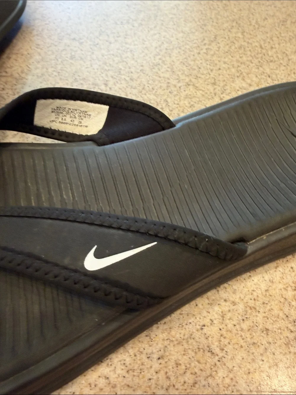 Nike Black Flip Flops with White Swoosh size 11